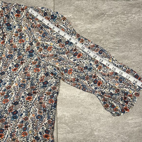 Rose & Olive 2X  Floral Botanical V-Neck Pintuck 3/4 Sleeve Popover Cottage - Picture 4 of 8